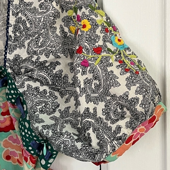 Anthropologie FEI Flores Peasant Top Blouse Mixed Media Silk Floral Embroidery 8 - Picture 5 of 12